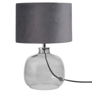 Lámpara de cristal con pantalla de terciopelo gris