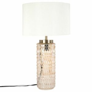 Lámpara de cristal tallado con pantalla blanca