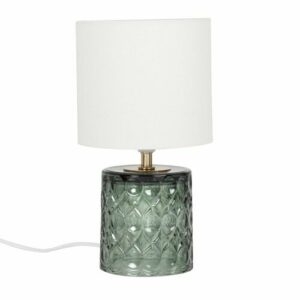 Lámpara de cristal verde oliva con pantalla de algodón colo…