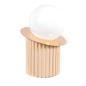 Lámpara de dolomita estriada beige y dorado con bola de cri…