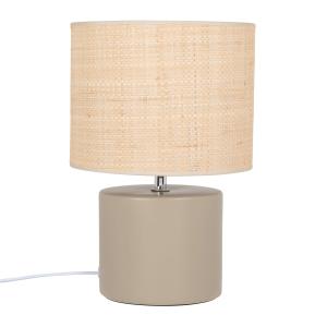 Lámpara de dolomita verde con pantalla de rafia