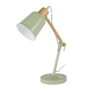 Lámpara de escritorio de madera de hevea y metal verde salv…