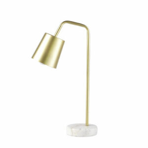 Lámpara de escritorio de metal dorado y mármol blanco
