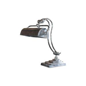 Lámpara de escritorio de metal plateado