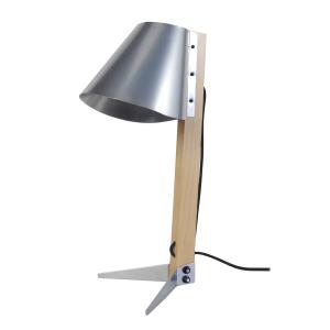 Lámpara de escritorio madera natural y aluminio