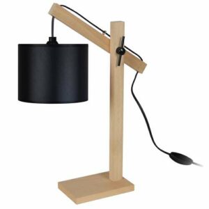 Lámpara de escritorio madera natural y negro