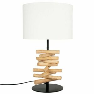 Lámpara de eucalipto con pantalla de algodón blanco