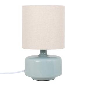 Lámpara de gres azul con pantalla color crema
