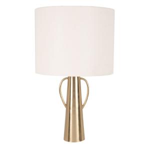 Lámpara de hierro dorado con pantalla color crudo