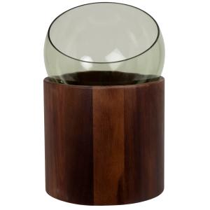 Lámpara de madera de acacia y cristal transparente