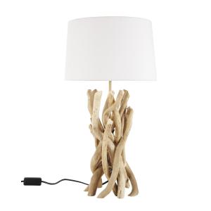 Lámpara de madera de deriva y pantalla de algodón Al. 55 cm…