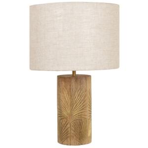 Lámpara de madera de mango con estampado dorado y pantalla…