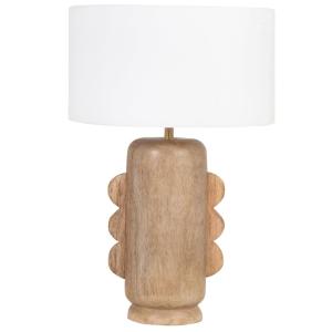 Lámpara de madera de mango con pantalla de algodón blanco