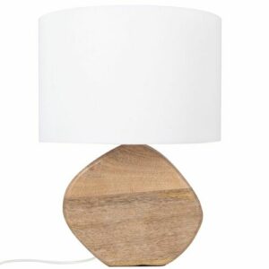 Lámpara de madera de mango con pantalla de algodón reciclad…