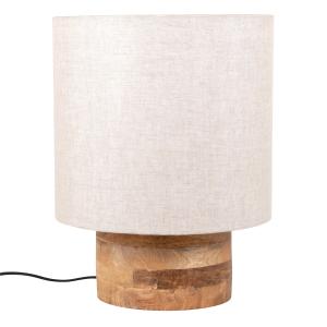 Lámpara de madera de mango con pantalla de lino