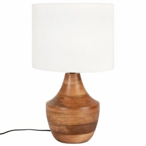 Lámpara de mango con pantalla de algodón blanco