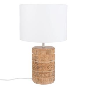 Lámpara de mango tallado con pantalla beige