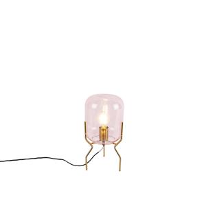 Lámpara de mesa art deco latón cristal rosa 17.1 x 35.1 (cm…
