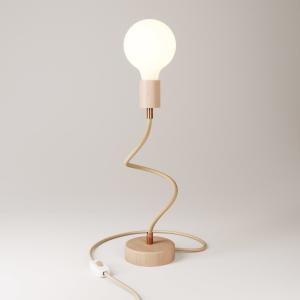 Lámpara de mesa articulada de madera con luz difusa
