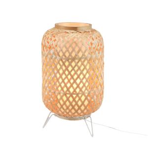 Lámpara de mesa bambú y mimbre e27 con difusor vintage acog…