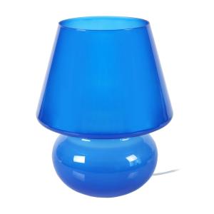 Lámpara de mesa champiñón vidrio azul