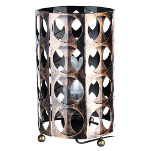 Lámpara de mesa cilindro metal negro dorado