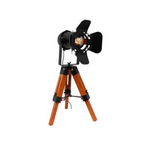 Lámpara de mesa cinema trípode de madera y metal negro Alt.…