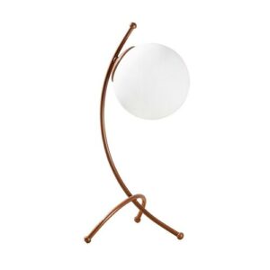 Lámpara de mesa cobre estructura metálica y 1 esfera de cri…