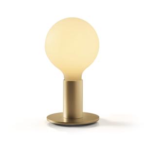 Lámpara de mesa color oro con bombilla porcelana