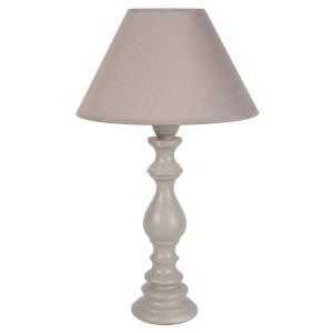 Lámpara de mesa columna madera taupe pantalla taupe