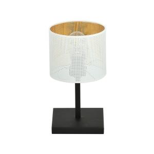 Lámpara de mesa con base rectangular blanco e interior dora…
