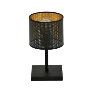 Lámpara de mesa con base rectangular negro e interior dorad…