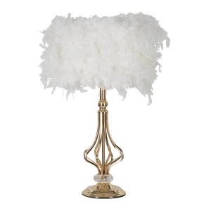 Lámpara de mesa con plumas blancas cm ø 25x54