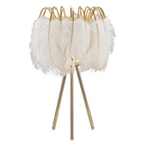 Lámpara de mesa con plumas blancas cm ø 40x60