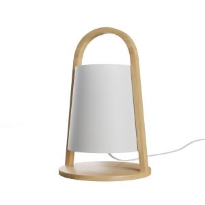 Lámpara de mesa de bambú con pantalla blanca D 22cm