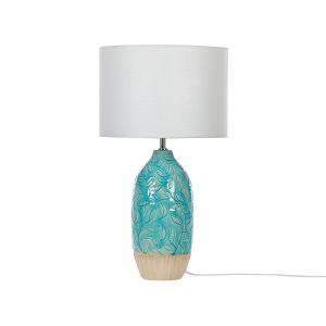 Lámpara de mesa de cerámica azul blanco 58 cm