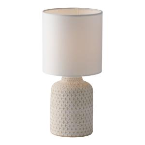 Lámpara de mesa de cerámica blanca con pantalla de tela