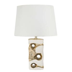 Lámpara de mesa de cerámica blanca y dorada ø 30x43,5 cm