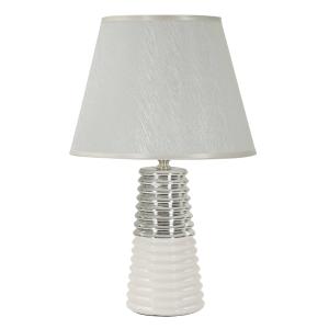 Lámpara de mesa de cerámica blanca y plateada ø 25x41 cm