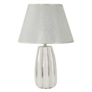 Lámpara de mesa de cerámica blanca y plateada ø 30x45 cm