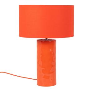 Lámpara de mesa de cerámica con pantalla de tela color mand…