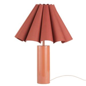 Lámpara de mesa de cerámica con pantalla plisada rosa