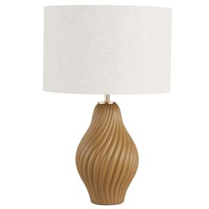 Lámpara de mesa de cerámica de rayas caqui y pantalla de te…