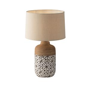 Lámpara de mesa de cerámica marrón con pantalla de tela (1x…