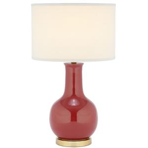 Lampara de mesa de ceramica rojo