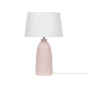 Lámpara de mesa de cerámica rosa blanco 56 cm