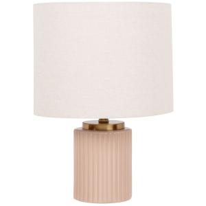 Lámpara de mesa de cerámica rosa y pantalla de poliéster re…