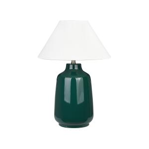 Lámpara de mesa de cerámica verde oscuro blanco crema 57 cm…
