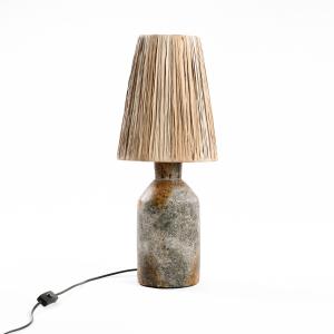 Lámpara de mesa de hierba antique gris natural