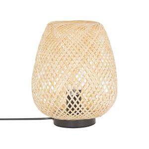 Lámpara de mesa de madera de bambú clara negro 30 cm